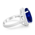 thumbnail image 3 of Pear Teardrop Cocktail Ring Blue Sapphire CZ 925 Sterling Silver Size 8, 3 of 8