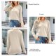 thumbnail image 5 of Camiseta de manga larga con cuello en V para mujer, suave, transpirable, color puro, dobladillo suelto, blusas casuales, tops de moda para viajes, trabajo, albaricoque L, 5 of 6