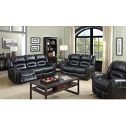 Black Breathable Leatherette Recliner Sofa and Loveseat FOA Frederick