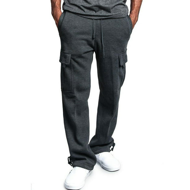 Men's Casual Gym Cargo Combat Straight Loose Jogger Sweat Track Pants ...