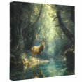 thumbnail image 2 of Ships Next Day Canvas Wall Art 10"x10", Green Forest Deer Wood Framed Canvas Print Painting, Fantasy Vintage Nature Scenery Ready to Hang Small Picture Wall Decor for Home Kitchen Nursery Office, 2 of 9