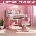 thumbnail image 5 of solautey Kids Desk and Chair Set, Ergonomic Height Adjustable Children School Study Desk with Storage, Widened Desktop, Book Stand and Drawer for Boys Girls, 5 of 8
