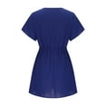 thumbnail image 3 of Womens Summer Dress Womens Casual Loose Fitting Summer Color Dress Beach Sun Skirt V-Neck Short Sleeved Dress Casual Summer Dress for Women, 3 of 6