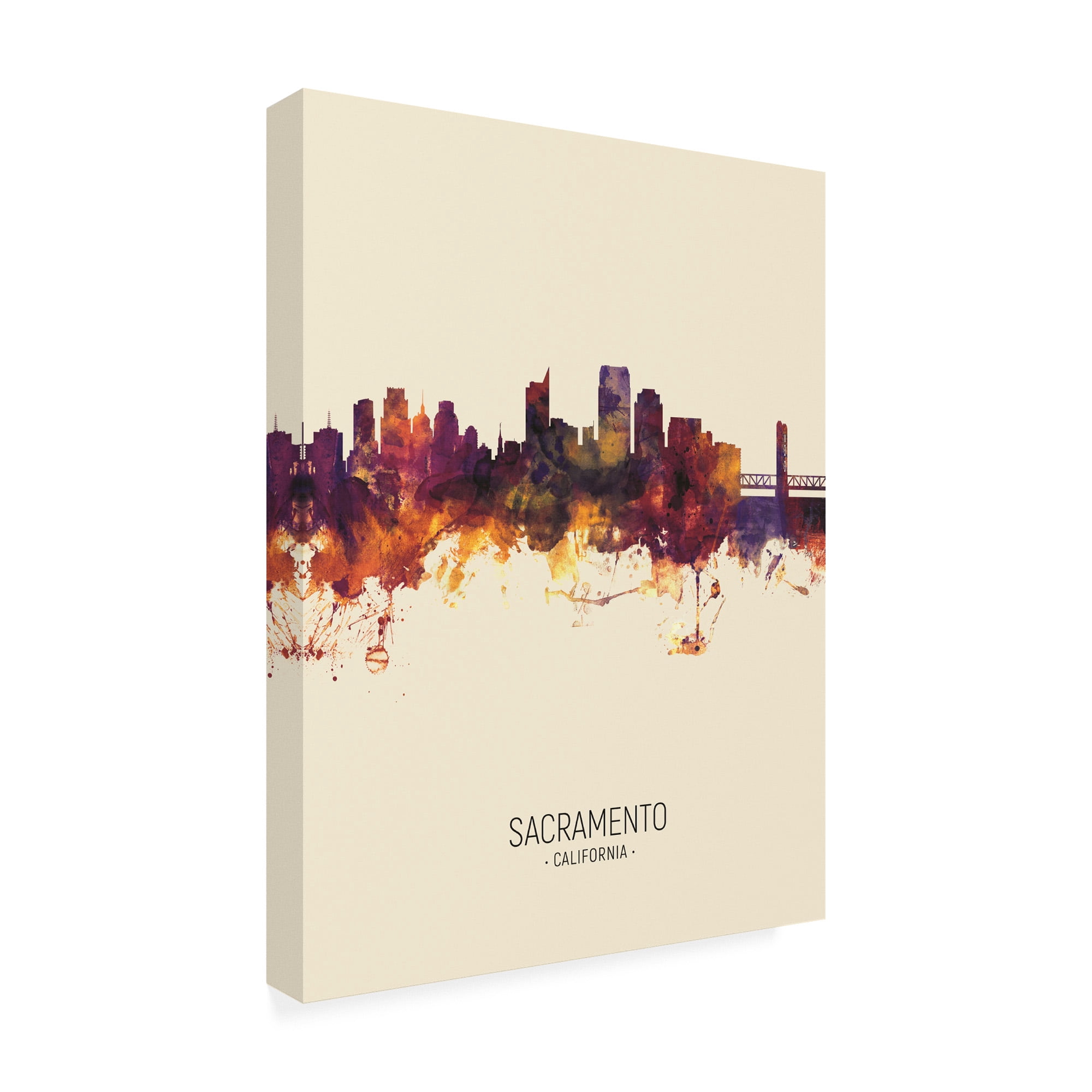Trademark Fine Art 'Sacramento California Skyline Portrait III' Canvas Art by Michael Tompsett