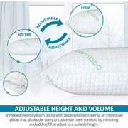 King Size Bamboo Pillow, Memory Foam Bed Pillows with Washable Pillowcases, King