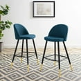 thumbnail image 2 of Bar Stool Chair Barstool, Set of 2, Fabric, Metal, Navy Blue, Modern Contemporary Urban Design, Bar Pub Cafe Bistro Hotel Restaurant Hospitality, 2 of 10