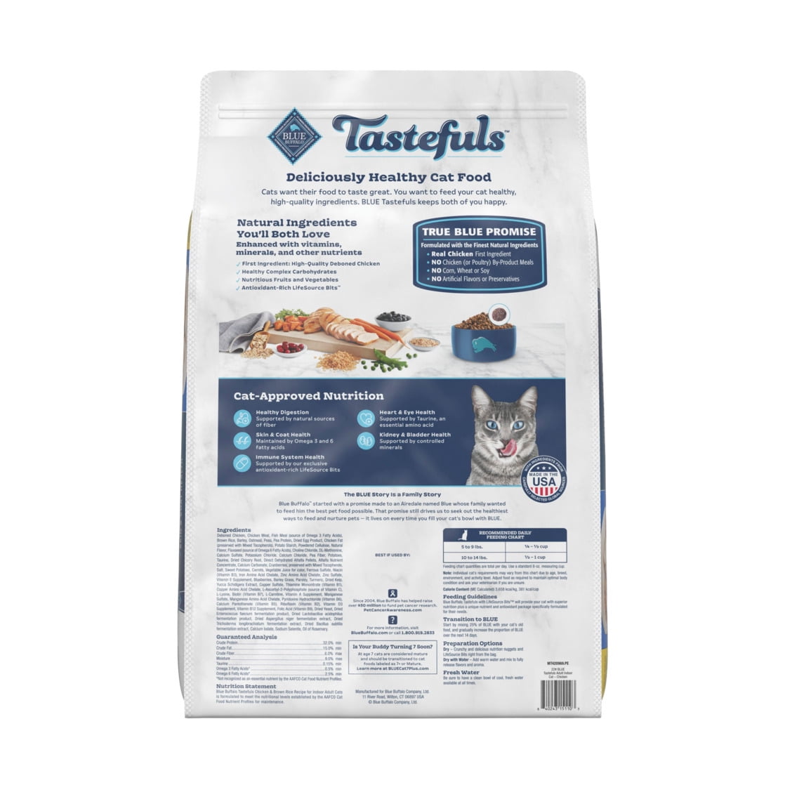 Blue Buffalo Tastefuls Adult Dry Cat Food Indoor Formula, Chicken & Brown Rice Recipe, 22-lb Bag