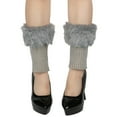 thumbnail image 2 of QLEICOM Socks for Women,Womens Socks,Solid Color Leg Warmers with Faux Fur Cuff and Knit for Fashion and Comfortable Fold Over Boot Socks Add Stylish Warmth To Your Winter Outfits Gray, 2 of 5