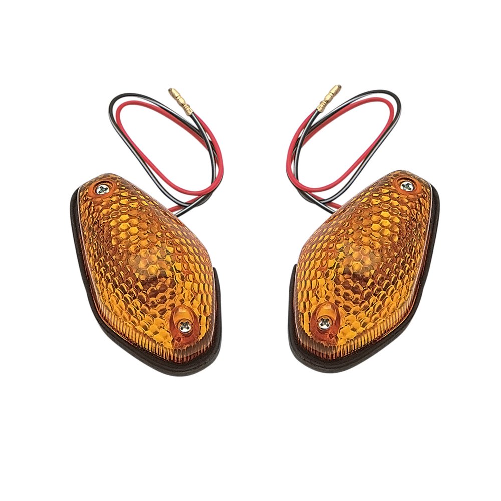 K&S Single Filament Teardrop Marker Lights Black w/Amber Lens (258058