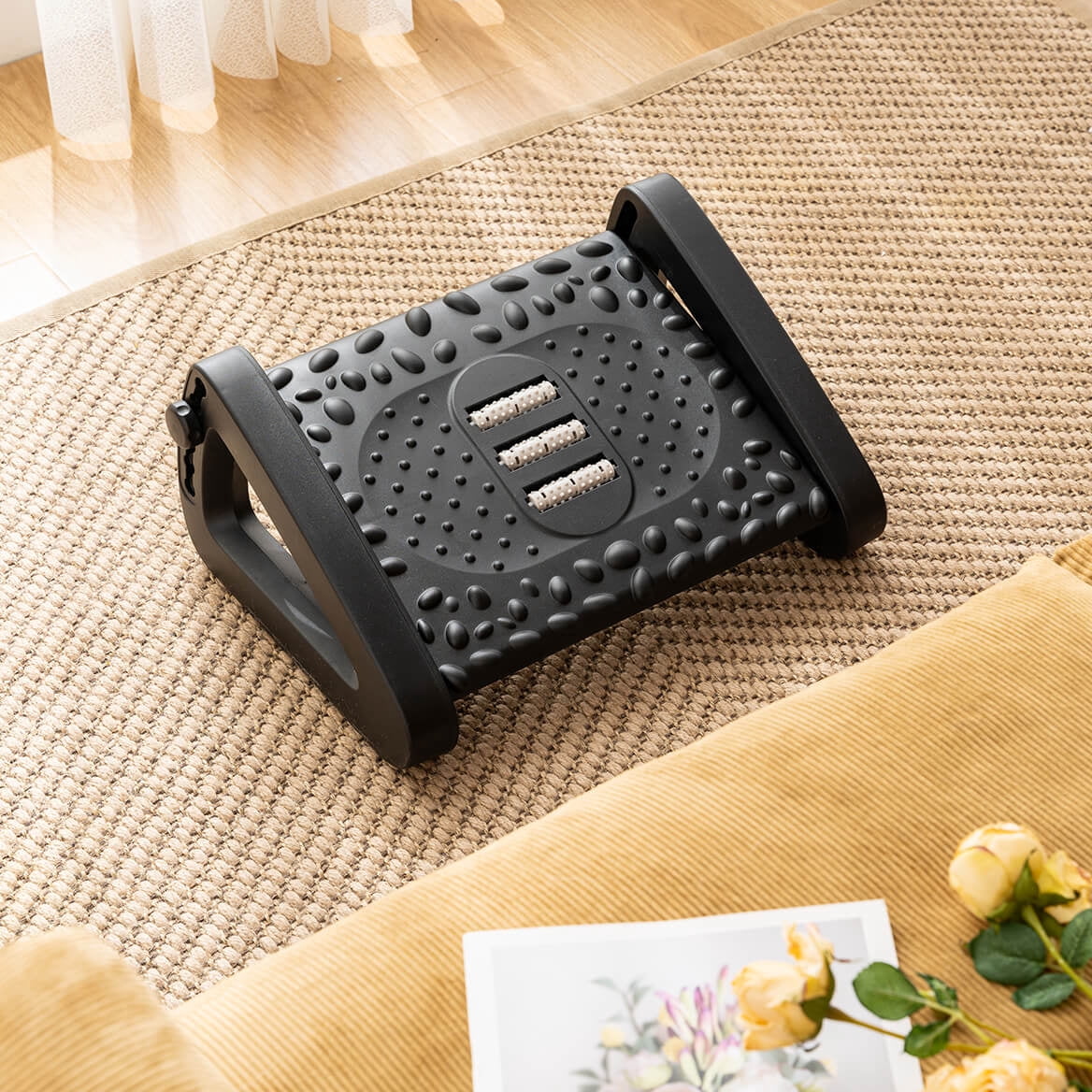 Adjustable Foot Rest with Massage Roller