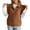 Brown, variant on Amidoa Quilted Women's Coats Brown Puffed Puffer Vest Ruffle Trim Stand Collar Sleeveless Waistcoat Shackets for Women L