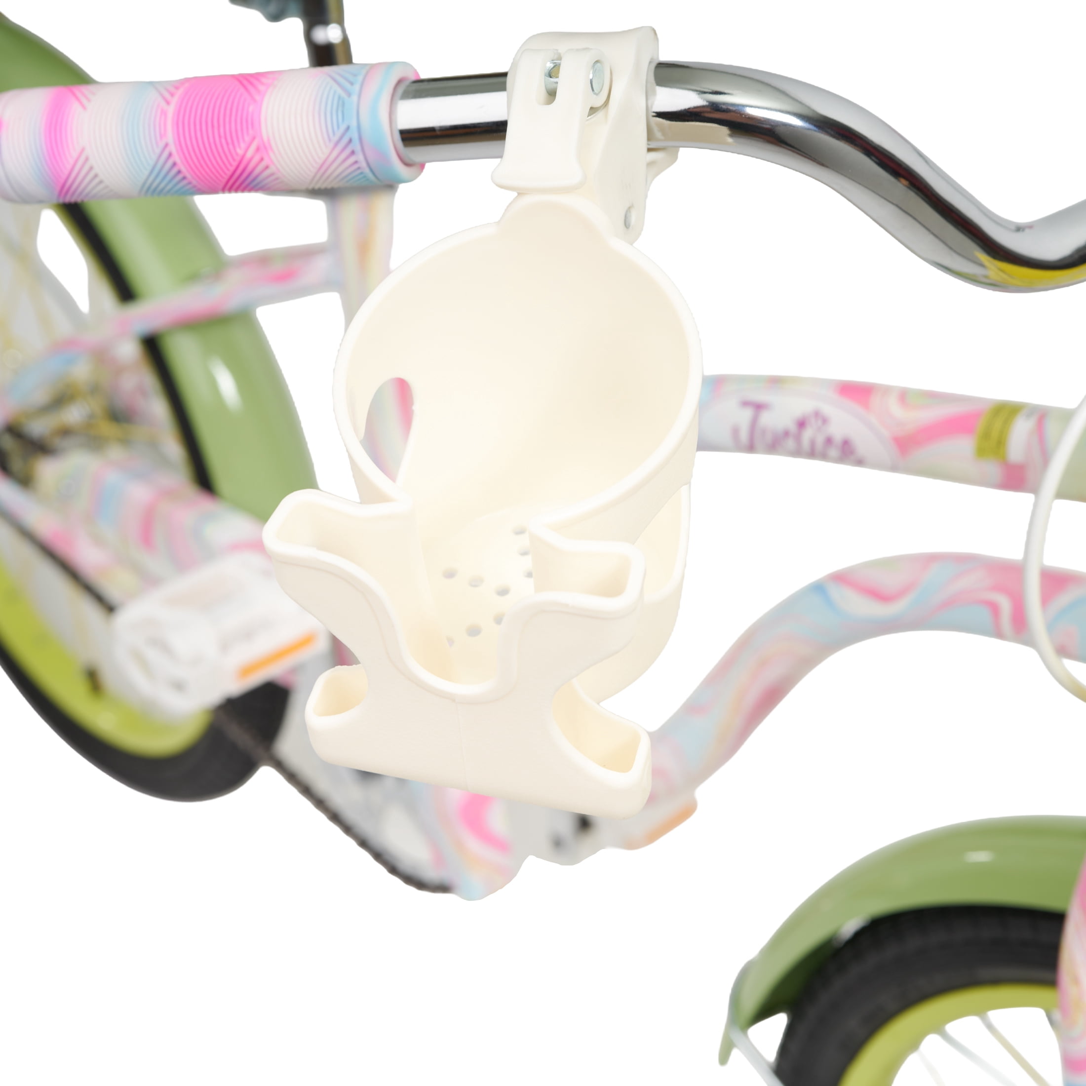 Justice Boardwalk Brights 20” Cotton Candy Swirl Cruiser Bike with Basket, Charms & Phone/Bottle Holder