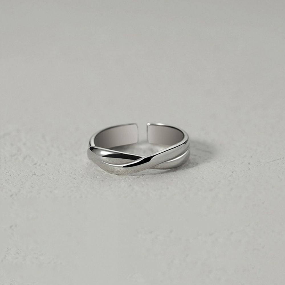 Fashion Simple Winding Lines Gift For Girl Sterling Silver Open Women's Ring, Fashion Rings