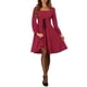 thumbnail image 2 of INSPIRE CHIC Vestido Midi Elegante A-Line de Cuello Cuadrado con Cordones y Manga Lámpara para Mujer Rojo XS, 2 of 6