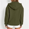 thumbnail image 6 of Qulqfy Hoodies for Women Waffle Knit Fall Winter Casual Lightweight Army Green Hooded Drawstring Loose Zip Up Long Sleeve Track Jackets with Pockets M, 6 of 6