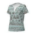 thumbnail image 2 of Naloa Pirate Adventure Map Print T-Shirts Short Sleeve V Neck Tees for Women Fashion Tops Trendy Lightweight Soft Casual Summer Outfits Clothes, 2 of 5