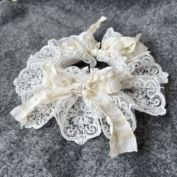 Zhuge Elegant Lace-Trimmed Pet Bib Collar, Cute Lace Bib for Cats, Puppies & Small Pets,Khaki XS Size,1 Piece