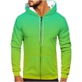 thumbnail image 2 of Zip Up Hoodies for Men Casual Jacket Fleece Sweatshirt Drawstring Hoody Top Long Sleeve Sweater Gradient Print Outwear Fashion Full-Zip Hoodie with Pockets Lightweight Sweatshirts Size S-3XL, 2 of 5