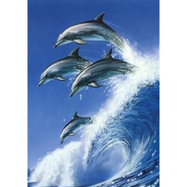 Diamond Painting (DE4835) 5D DIY Square Dolphin Modern Cross Stitch (LG307) 50x70cm Hugtrwg Para estrenar