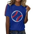 thumbnail image 2 of Blue Womens Blouses 2025 Summer Women's Baseball Print T Shirt Ladies Tops and Blouses, 2 of 4