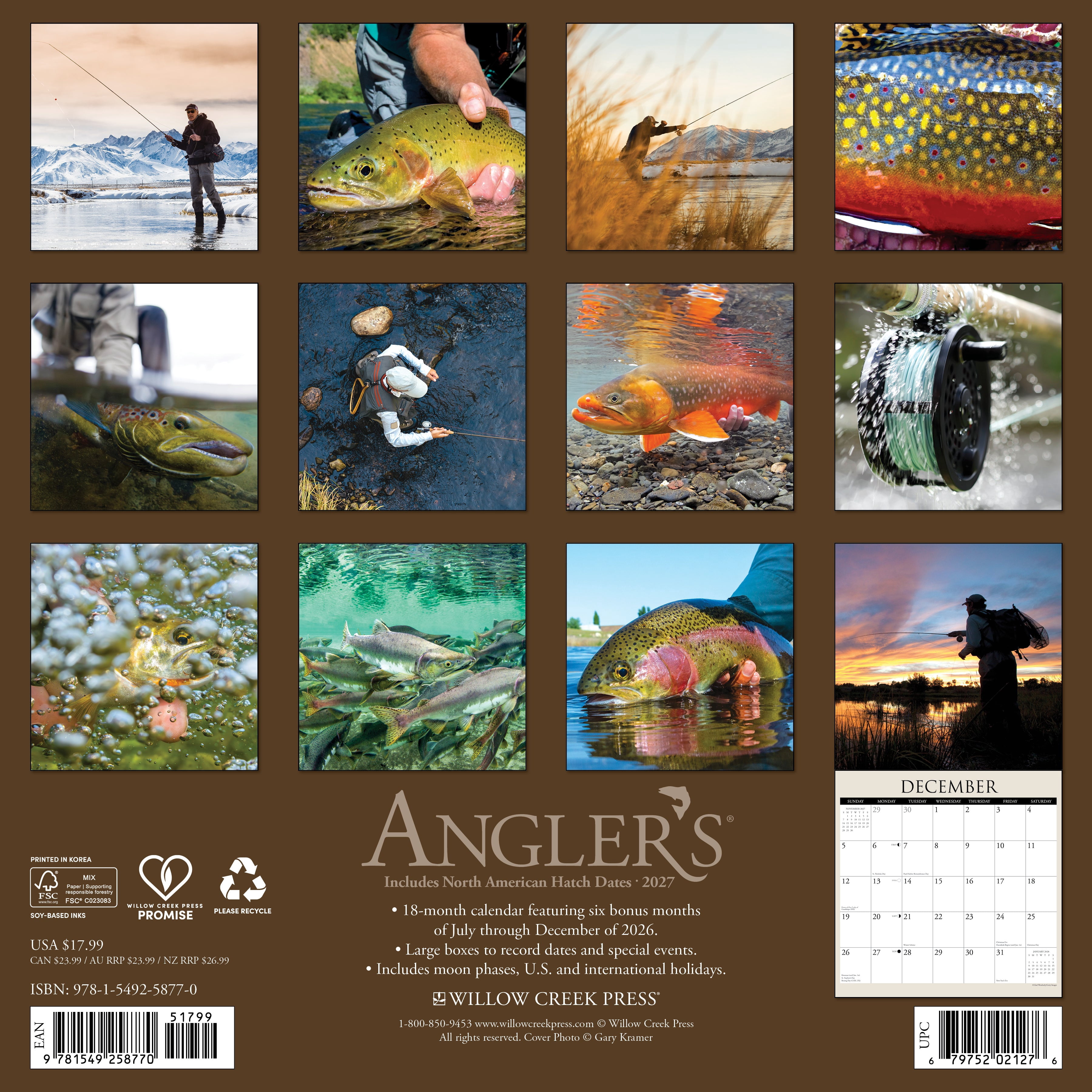 Willow Creek Press, Angler's 2027 Wall Calendar