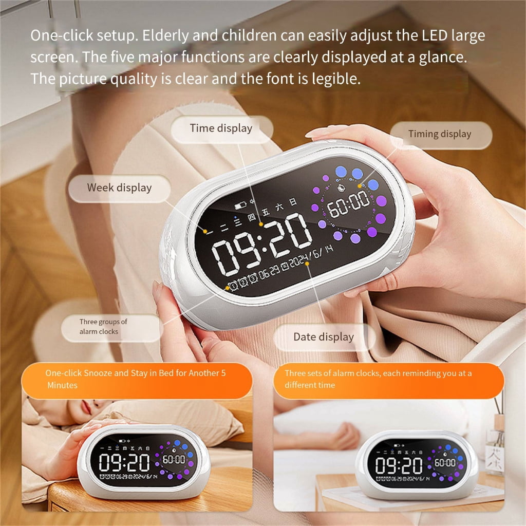 Modern Alarm Clock With Sound High Volumes Wake Up Snoozes Function Night Lamp Timer Stylish Home Decors