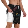 thumbnail image 3 of Picia Galaxy pattern Mens Swim Trunks with Compression Liner Stretch Beach Shorts Quick Dry with Zipper Pockets No-Chafing Board Shorts-3X-Large, 3 of 9