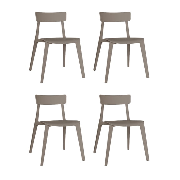 OFFIHO Set de 4 Sillas Kipali Capuccino para exterior resistente a rayos UV de polipropileno