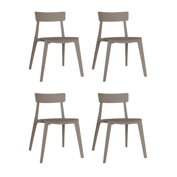 OFFIHO Set de 4 Sillas Kipali Capuccino para exterior resistente a rayos UV de polipropileno