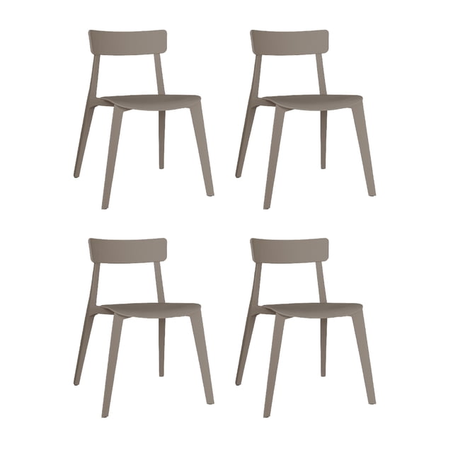 OFFIHO Set de 4 Sillas Kipali Capuccino para exterior resistente a rayos UV de polipropileno