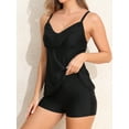 thumbnail image 4 of Charmo V Neck Tankini Swimsuit for Womens Flowy Two Piece Bath Suit with Boyshorts, 4 of 6