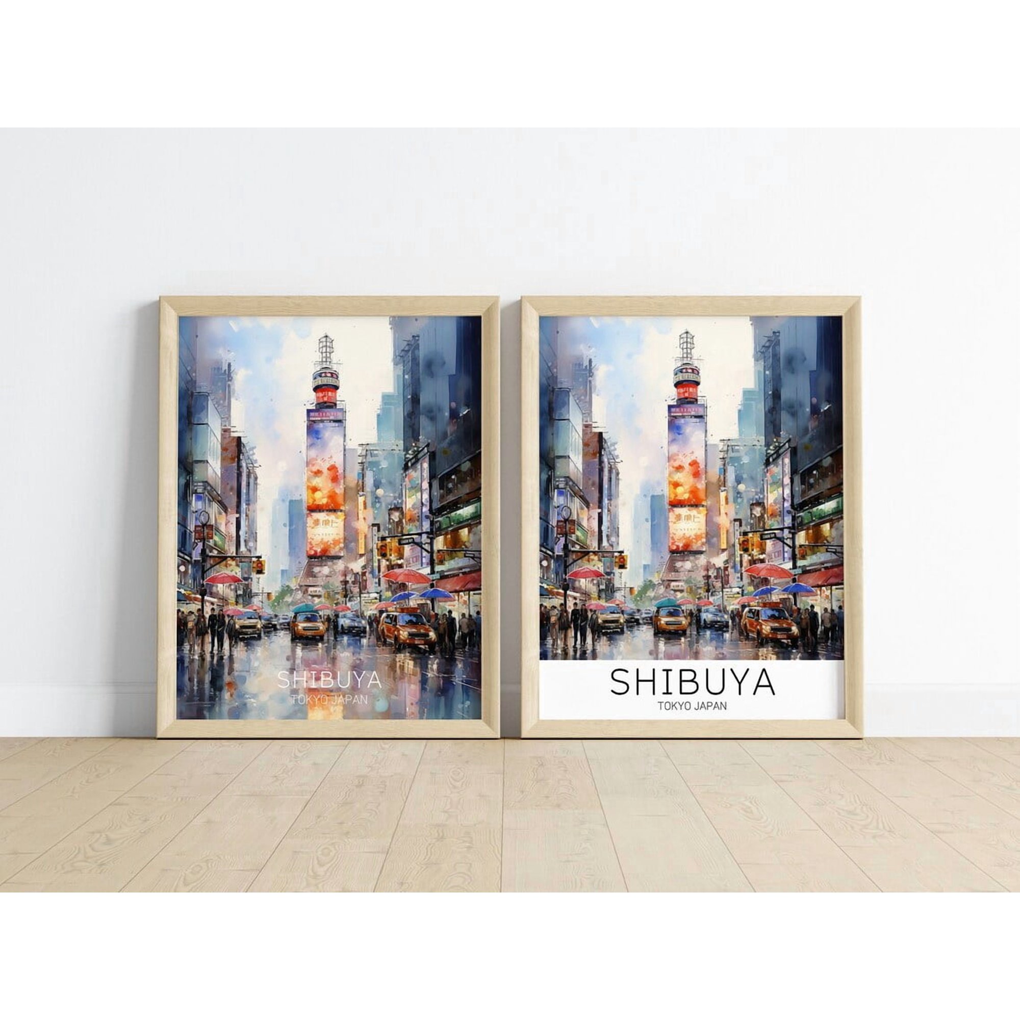 Shibuya Tokyo Japan Travel Print Tokyo City Travel Tokyo Japan Wall Art, Set 2, Poster Only