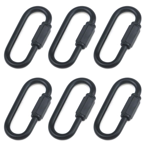 Quluxe Conector de enlace rápido de cadena M4 de 4 mm con bloqueo de cadena en forma de D resistente, negro (paquete de 6)