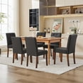 thumbnail image 2 of Parsons Button Tufted Dining Chairs Set of 6 - Upholstered Fabric Kitchen Chairs with Wood Legs & Padded Seats - Living Room Kitchen Furniture (Black), 2 of 8