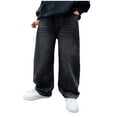 thumbnail image 2 of Pants for Boys Size 10 Tween Boys Cargo Jeans Multi-Pocket Casual Camo Denim Pants, Trendy Kids Zipper Fly Baggy Wide Leg Trousers, 2 of 9
