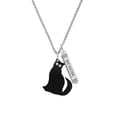 thumbnail image 2 of Delight Jewelry Acrylic Sitting Black Cat with Crystal Eyes Silvertone Always My Sister Bar Charm Necklace, 23", 2 of 4