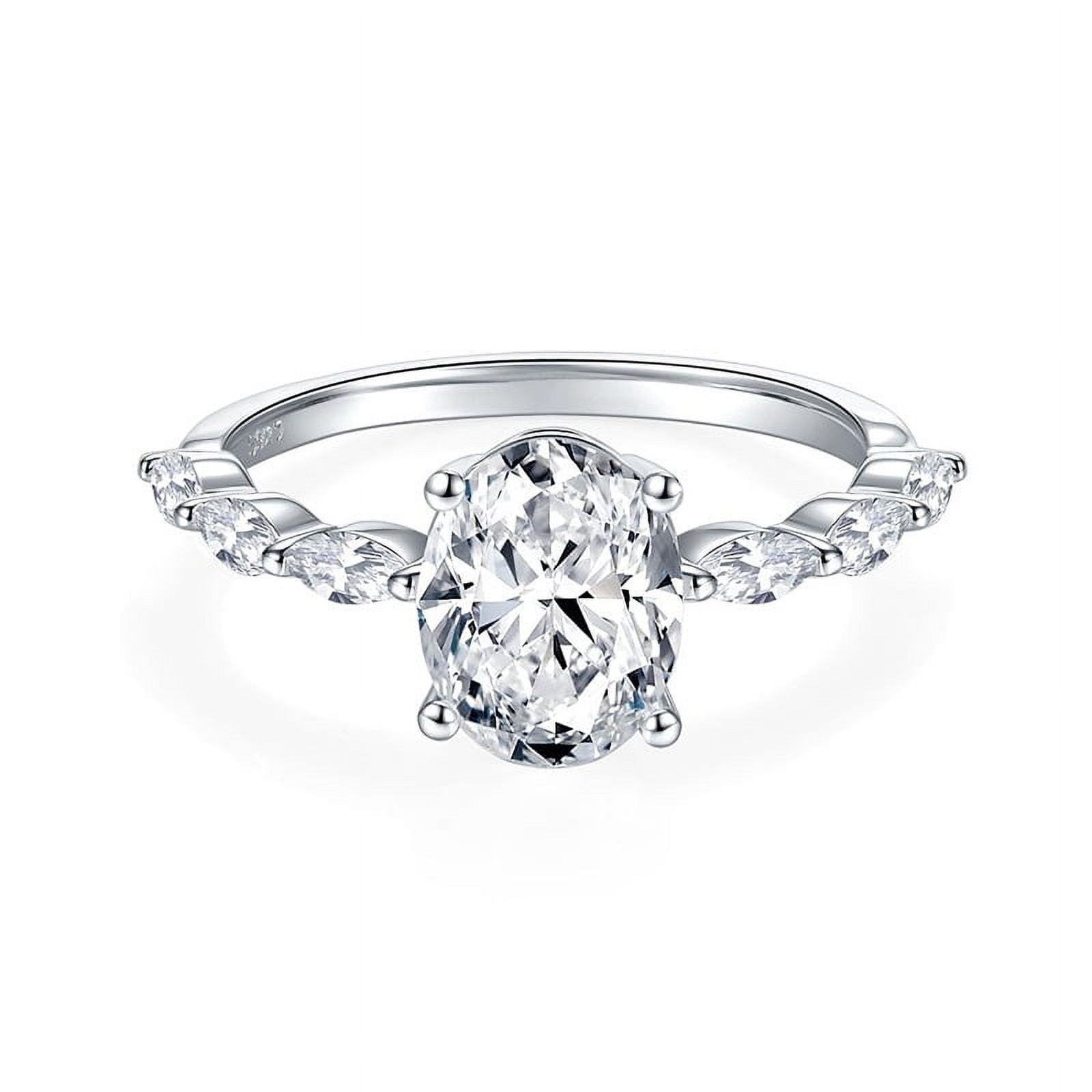 2 Carat Moissanite Wedding Ring for Women Engagement Rings for Women Diamond 18K White Gold Plated 925 Sterling Silver Moissanite Diamond Promise Ring Womens Diamond Rings