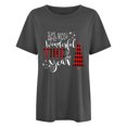 thumbnail image 4 of Active Tops Women T-Shirts T1 Christmas Print Short Sleeve T Shirt For Women Relaxed Fit Round Neck Top Casual Holiday Tee Gray XXL, 4 of 4
