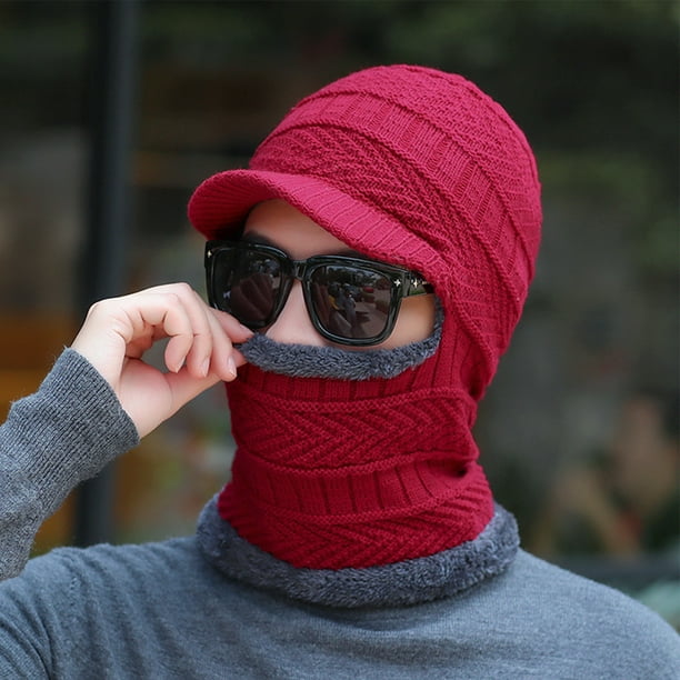 Visland Men Women Winter Stretchy Knitted Hat Neck Gaiter Full Face Cover Warm Balaclava One Size