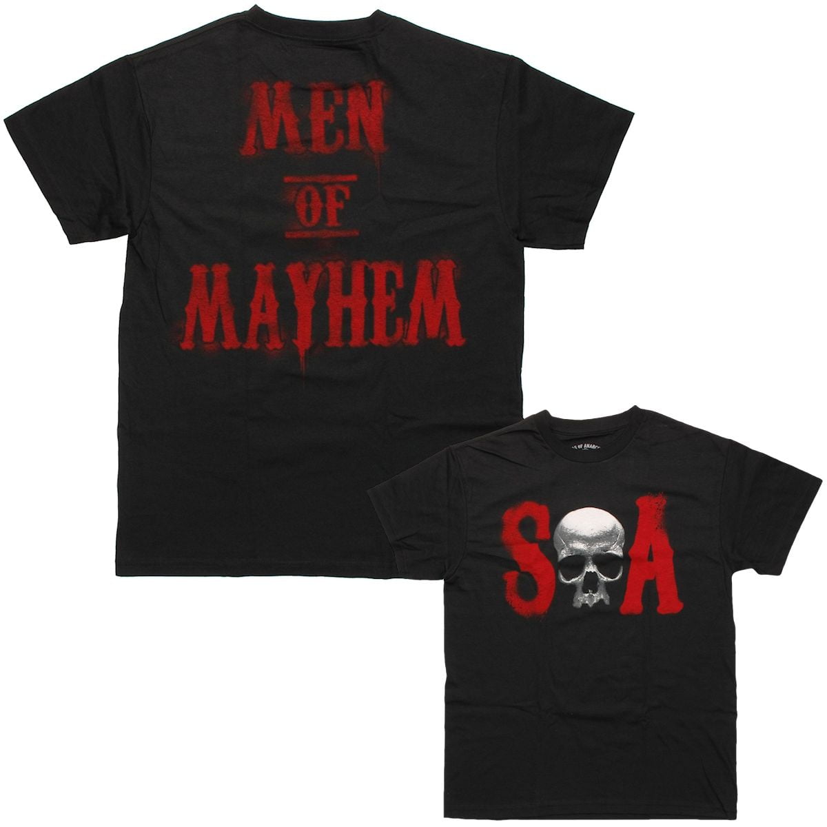 SONS OF ANARCHY T-SHIRT S.O.A SKULL MAYHEM DOUBLE SIDED PRINT NEW !