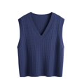 thumbnail image 5 of Chuancc Women Color Block Tank Tops Holiday Outfits for Women V Neck Sweater Vest Black Sleeveless Sweater Sleeveless Sweater Tops for Women V Neck Sleeveless Solid Color Loose Pullover Sweater 3XL, 5 of 6