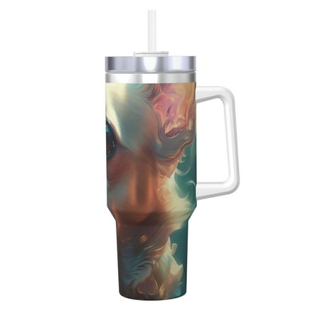 

Daiia Cute Flower Chihuahua Puppy Printed 40 oz Tumbler with Handle Ice Bully Insulated Tumbler 2 in 1 Lid Insulated Water Bottle Stainless Steel Travel Coffee Mug