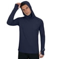 thumbnail image 6 of Dazajoo Uv Sun Shirts for Men Summer UPF 50 Long Sleeve Hooded Sun Shirt with Mask UV Protection Quick Dry Rash Guard Tops with Thumb Holes Fishing Hiking Navy,XL, 6 of 8