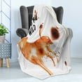 thumbnail image 4 of Coffee Art Soft Flannel Fleece Throw Blanket, Beverage of Wilderness Spilled Drink Blots and Howling Wold, Cozy Plush for Indoor and Outdoor Use, 50" x 70", Burnt Sienna Black White, by Ambesonne, 4 of 5