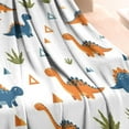 thumbnail image 3 of White Dinosaurs Geometric Plants Pattern Blanket,Comfortable Soft Lamb Wool Throw Blanket,All Season,Warm Lightweight Blankets for Sofa Bed Couch Living Room Chair,30"x40", 3 of 4