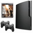thumbnail image 1 of Sony Playstation 3 PS3 Console Slim 320GB Black with The Last of Us and 2 Retrofam Controllers (Refurbished), 1 of 5