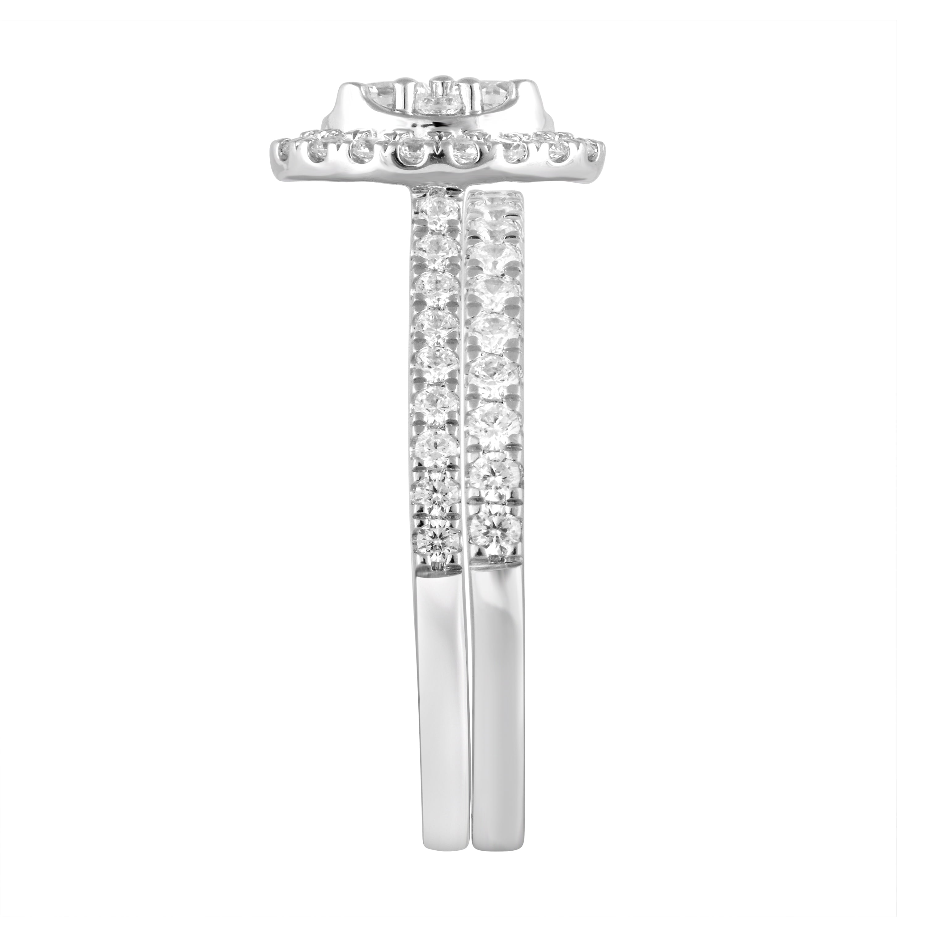 Unique Moments 1 Ct Round Cut Lab Grown Diamond Wedding Ring Set in 10K Gold (H-I, SI-I1)