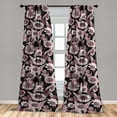 thumbnail image 2 of Floral Window Curtains, Digital Illustrated Vintage Flower Painting Pattern on Dark Colored Back, Lightweight Decor 2-Panel Set with Rod Pocket, Pair of - 28"x95", Dark Mauve Grey Black, by Ambesonne, 2 of 3