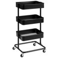 thumbnail image 1 of Costway 3 Tier Metal Rolling Storage Cart Mobile Organizer W/Adjustable Shelves Black, 1 of 10