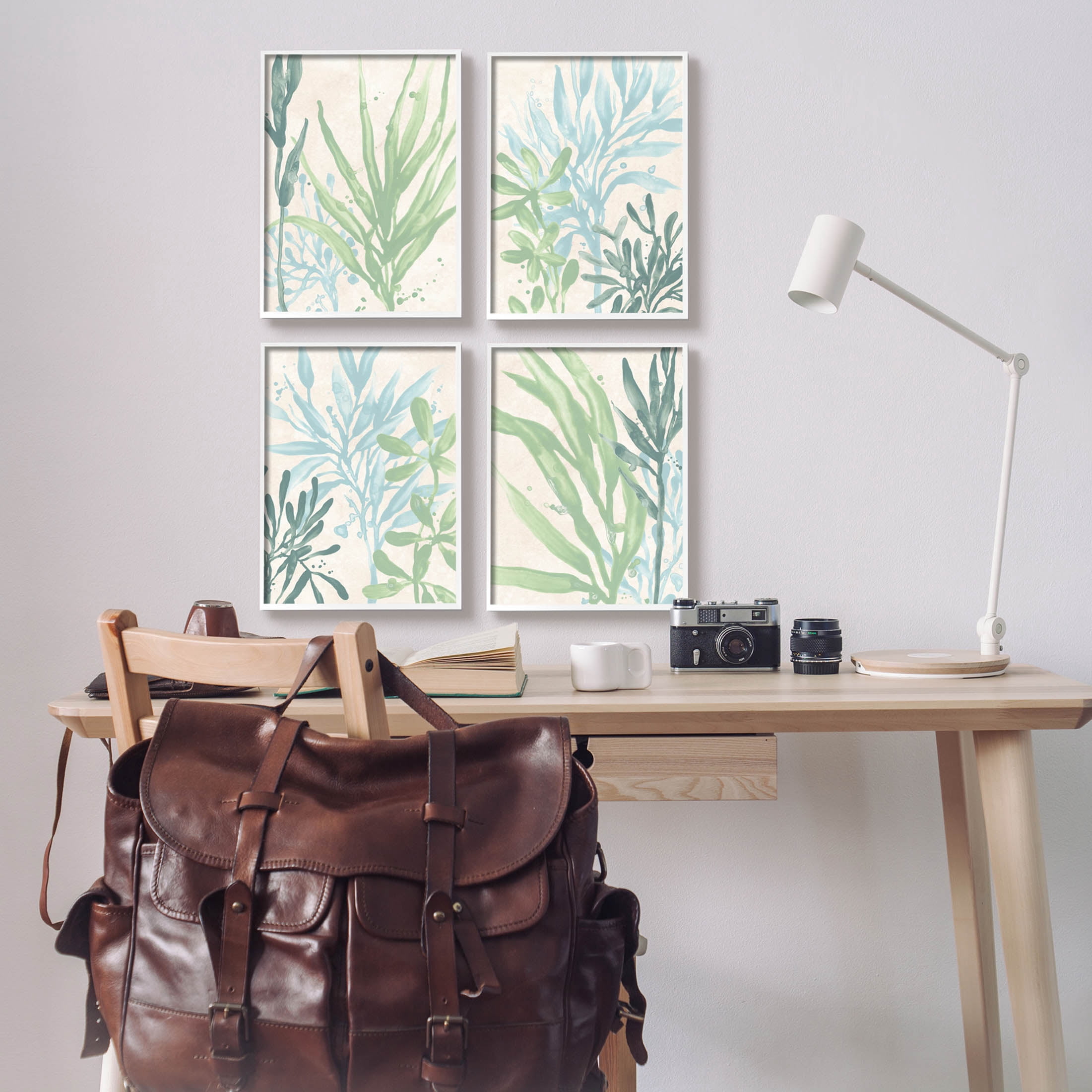 Stupell Industries Aquatic Botanical Seaweed Plants Graphic Art White Framed Art Print Wall Art, Set of 4, Design by June Erica Vess
